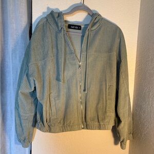 Teal Corduroy Zip Up Jacket